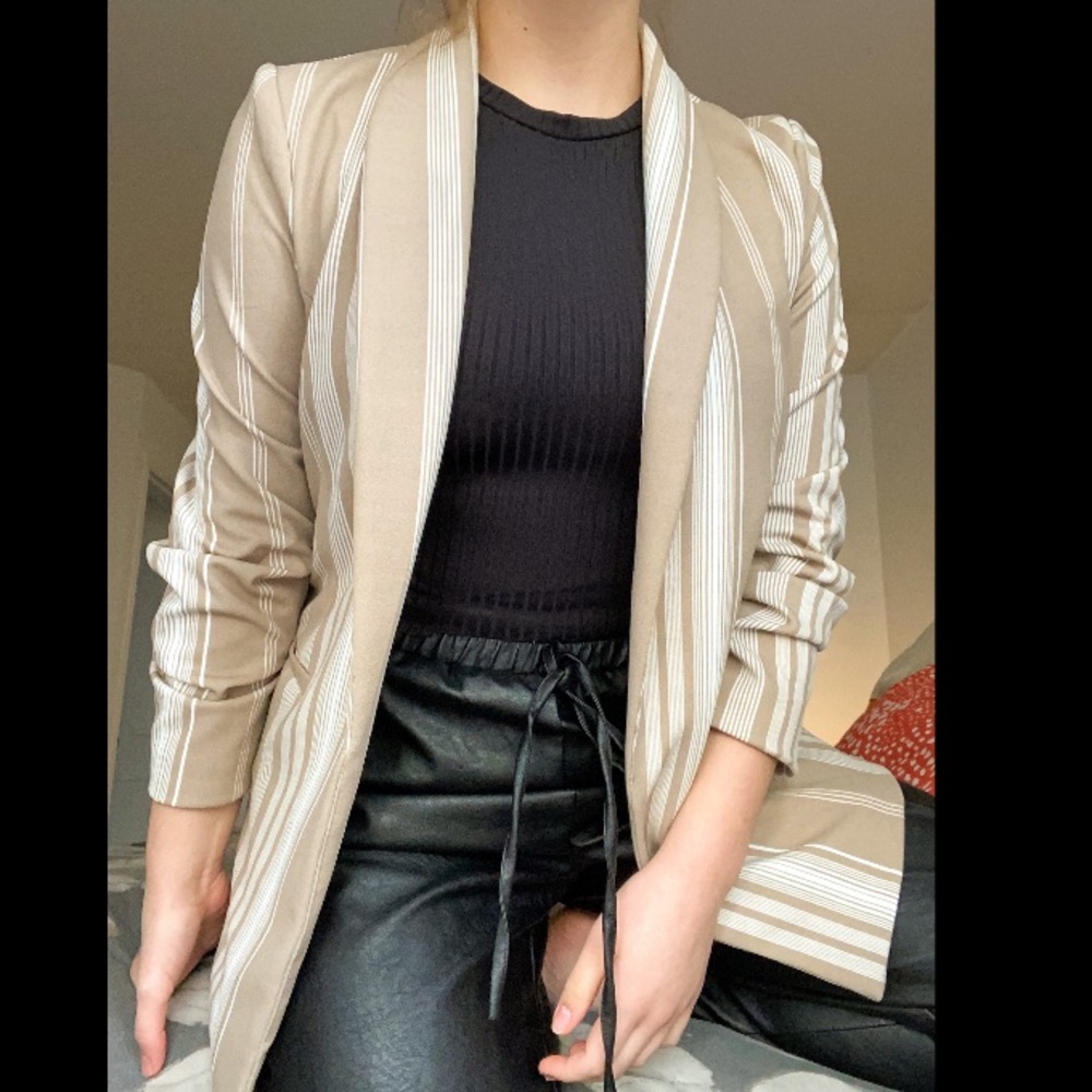 Tan & White Blazer